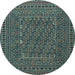 Round Southwestern Light Blue Country Rug, tr3045lblu