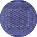 Round Southwestern Blue Country Rug, tr3045blu