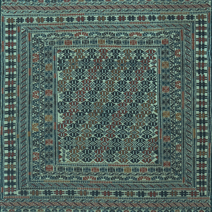 Square Southwestern Light Blue Country Rug, tr3045lblu