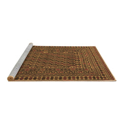 Sideview of Machine Washable Southwestern Brown Country Rug, wshtr3045brn