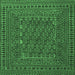 Square Southwestern Emerald Green Country Rug, tr3045emgrn