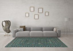 Machine Washable Southwestern Light Blue Country Rug in a Living Room, wshtr3045lblu
