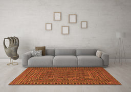 Machine Washable Southwestern Orange Country Area Rugs in a Living Room, wshtr3045org