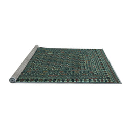 Sideview of Machine Washable Southwestern Light Blue Country Rug, wshtr3045lblu