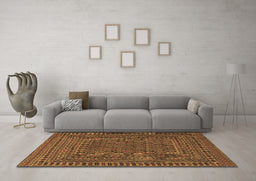 Machine Washable Southwestern Brown Country Rug in a Living Room,, wshtr3045brn