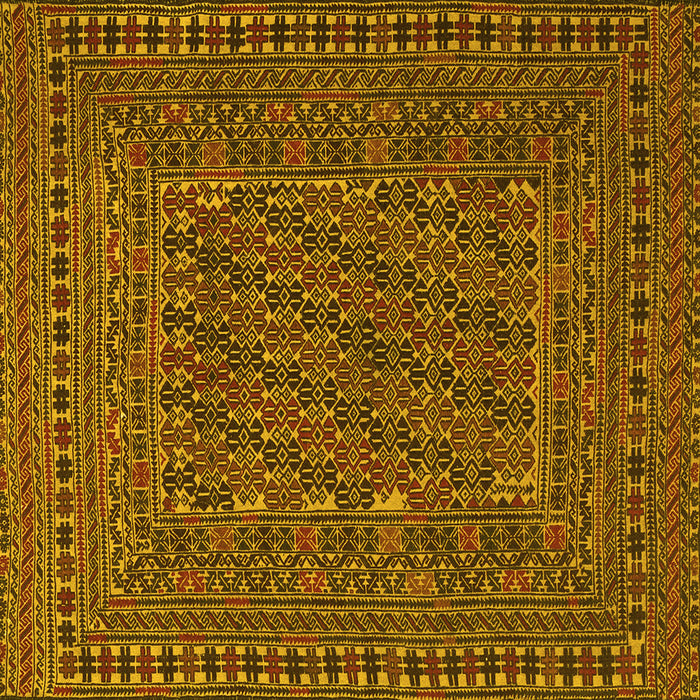 Square Machine Washable Southwestern Yellow Country Rug, wshtr3045yw