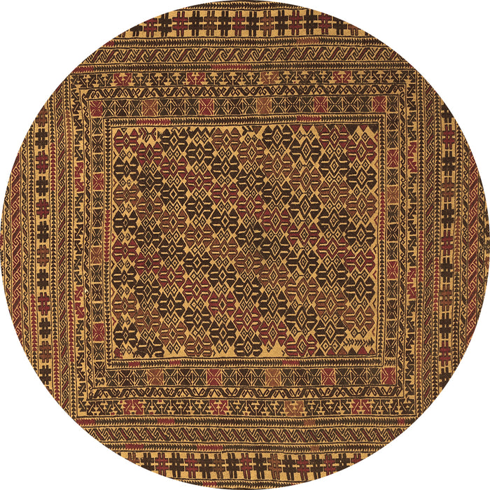 Round Machine Washable Southwestern Brown Country Rug, wshtr3045brn