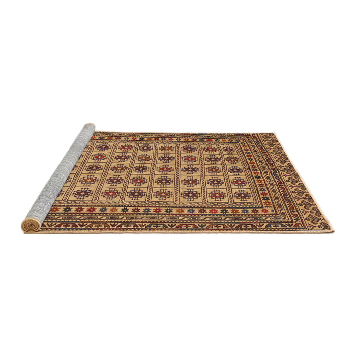 Sideview of Machine Washable Traditional Orange Rug, wshtr3046