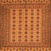 Round Machine Washable Southwestern Orange Country Area Rugs, wshtr3046org