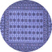 Round Southwestern Blue Country Rug, tr3046blu