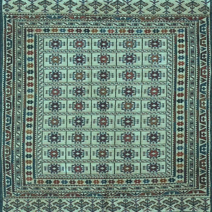 Square Southwestern Light Blue Country Rug, tr3046lblu