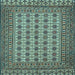 Square Southwestern Light Blue Country Rug, tr3046lblu