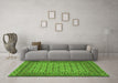 Machine Washable Southwestern Green Country Area Rugs in a Living Room,, wshtr3046grn