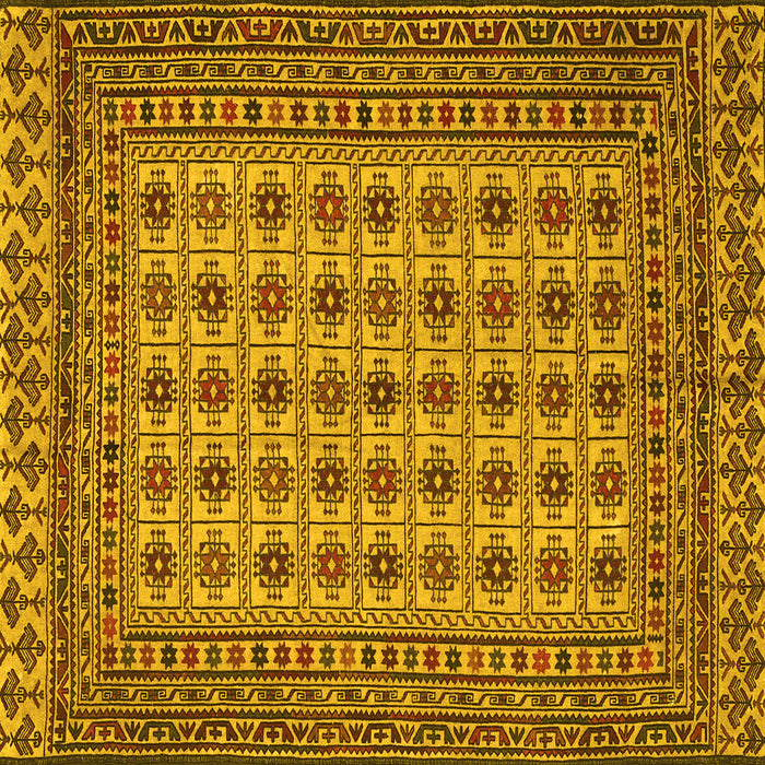 Square Machine Washable Southwestern Yellow Country Rug, wshtr3046yw