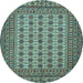 Round Southwestern Light Blue Country Rug, tr3046lblu