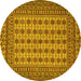 Round Machine Washable Southwestern Yellow Country Rug, wshtr3046yw