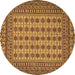 Round Southwestern Brown Country Rug, tr3046brn