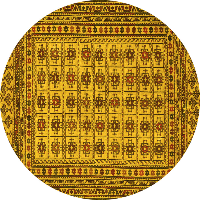 Round Southwestern Yellow Country Rug, tr3046yw