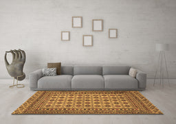 Machine Washable Southwestern Brown Country Rug in a Living Room,, wshtr3046brn