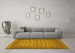 Machine Washable Southwestern Yellow Country Rug in a Living Room, wshtr3046yw