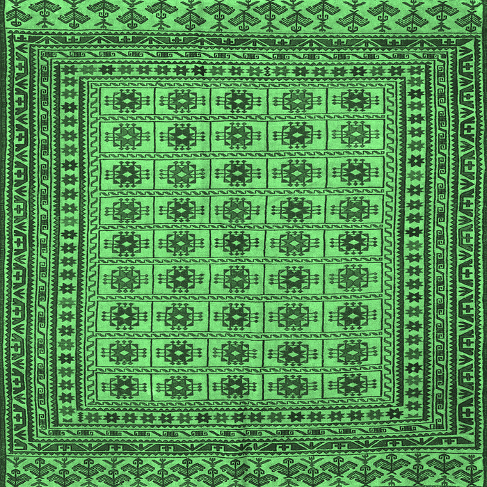 Square Machine Washable Southwestern Emerald Green Country Area Rugs, wshtr3046emgrn
