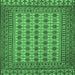 Square Machine Washable Southwestern Emerald Green Country Area Rugs, wshtr3046emgrn