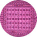 Round Machine Washable Southwestern Pink Country Rug, wshtr3046pnk