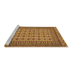 Sideview of Machine Washable Southwestern Brown Country Rug, wshtr3046brn