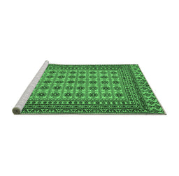 Sideview of Machine Washable Southwestern Emerald Green Country Area Rugs, wshtr3046emgrn