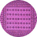 Round Machine Washable Southwestern Purple Country Area Rugs, wshtr3046pur