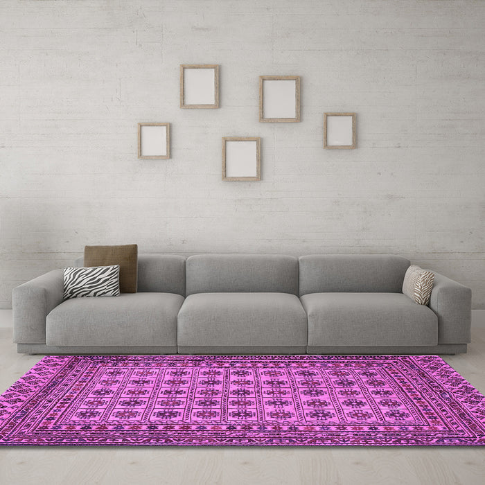 Machine Washable Southwestern Purple Country Area Rugs in a Living Room, wshtr3046pur