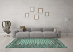 Machine Washable Southwestern Light Blue Country Rug in a Living Room, wshtr3046lblu