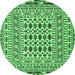 Round Southwestern Emerald Green Country Rug, tr3047emgrn