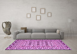 Machine Washable Southwestern Purple Country Area Rugs in a Living Room, wshtr3047pur