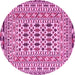 Round Southwestern Pink Country Rug, tr3047pnk