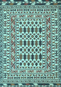 Southwestern Light Blue Country Rug, tr3047lblu