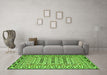 Machine Washable Southwestern Green Country Area Rugs in a Living Room,, wshtr3047grn