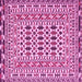 Square Machine Washable Southwestern Pink Country Rug, wshtr3047pnk