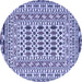 Round Southwestern Blue Country Rug, tr3047blu