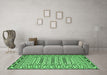 Machine Washable Southwestern Emerald Green Country Area Rugs in a Living Room,, wshtr3047emgrn