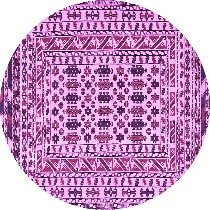 Round Machine Washable Southwestern Purple Country Area Rugs, wshtr3047pur