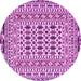 Round Machine Washable Southwestern Purple Country Area Rugs, wshtr3047pur