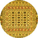 Round Southwestern Yellow Country Rug, tr3047yw