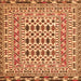 Round Machine Washable Southwestern Orange Country Area Rugs, wshtr3047org