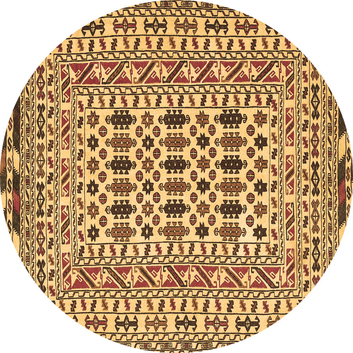 Round Machine Washable Southwestern Brown Country Rug, wshtr3047brn