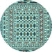 Round Southwestern Light Blue Country Rug, tr3047lblu