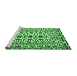 Sideview of Machine Washable Southwestern Emerald Green Country Area Rugs, wshtr3047emgrn