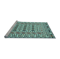 Sideview of Machine Washable Southwestern Light Blue Country Rug, wshtr3047lblu