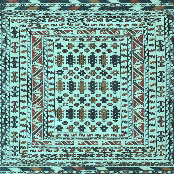 Square Machine Washable Southwestern Light Blue Country Rug, wshtr3047lblu