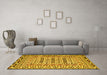 Machine Washable Southwestern Yellow Country Rug in a Living Room, wshtr3047yw